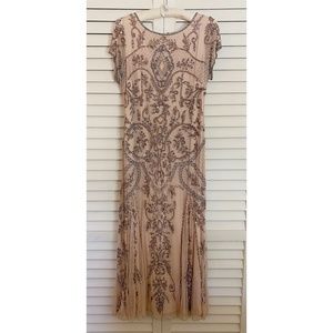 PISARRO NIGHTS PALE ROSE BEADED GOWN, size 12